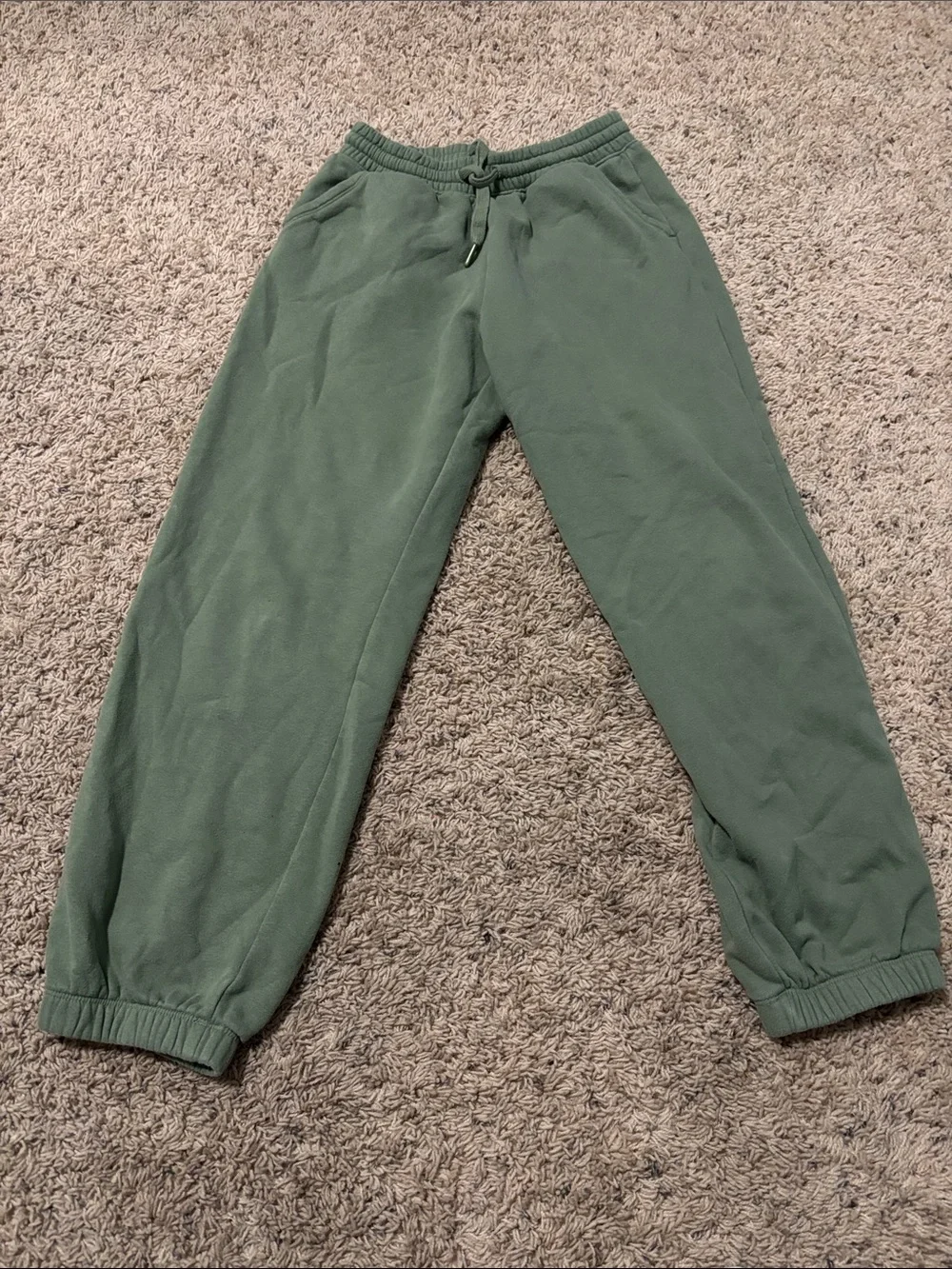 Gap Teen Green Fleece Joggers with Drawstring Waist